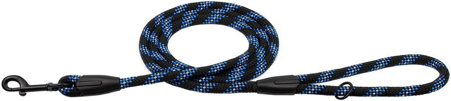 Rope Pro Training Dog Collar Braided No Pull Quick Release round Lead Collars for Dogs Small Medium Large Puppy (6 FT Leash L/XL, Blue)