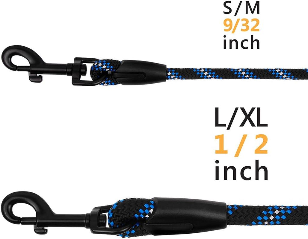 Rope Pro Training Dog Collar Braided No Pull Quick Release round Lead Collars for Dogs Small Medium Large Puppy (6 FT Leash L/XL, Blue)